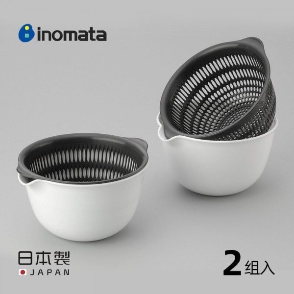 inomata迷你雙層蔬果瀝水洗菜籃2入組 -3