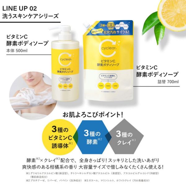 日本製【熊野】cyclear維他命C酵素保濕淨透沐浴乳-3